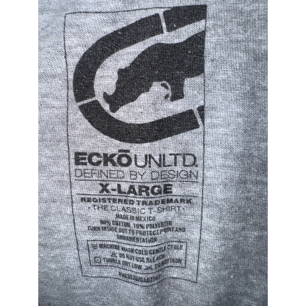 Ecko Unltd Rhino T Shirt Drip Paint Streetwear Y2K Style Heather Gray Mens XL - Picture 15 of 16